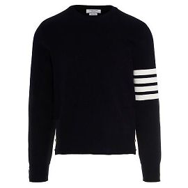 Thom Browne Cotton Milano Stitch Pullover Knit Blue
