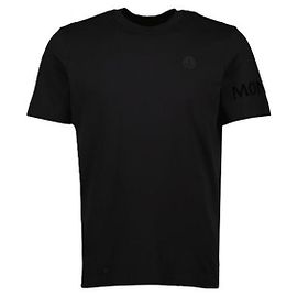 Moncler Baumwoll-T-Shirt mit Logo-Patch Schwarz
