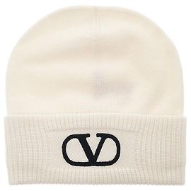 Valentino Gorro de lã para mulher Signature Logo LZC Branco