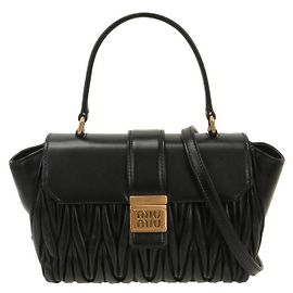 Miu Miu Sac à main MATERASSE en cuir Nappa stamp: OOO Noir