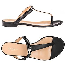 Givenchy Metal Logo Flat Sandals Black Orange