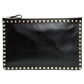 Clutch Rockstud Valentino Nera Metallo Nero