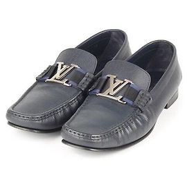 Louis Vuitton Leather Loafers Blue Blue