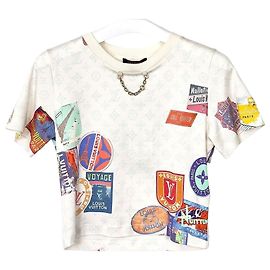 Louis Vuitton Camiseta Crop Top Mahina Patch Print sin usar Multicolor