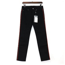 Alexander Mcqueen Orange Side Stripe Black Denim Women's Jeans Black