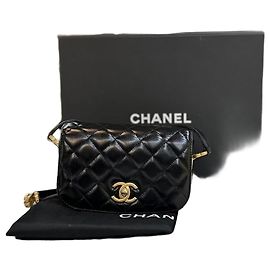 Chanel Mini Bolsa Messenger Preta AS Preto