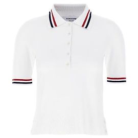 Thom Browne Polo à manches courtes avec surpiqûres Blanc