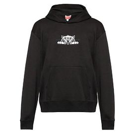 Kenzo Sudadera con capucha de algodón bordada Happy Tiger Negro