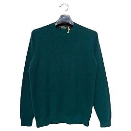 Loro Piana Runder Strickpullover aus Kaschmir in Grün Schwarz