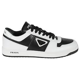 Prada Triangular Logo Downtown Sneakers Black White Black