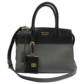 Prada Picca borsa a tracolla Esplanade bicolore nero e grigio Marrone