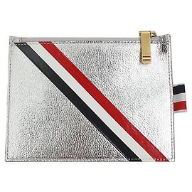Thom Browne Silver Zipped Card Holder Silvery
