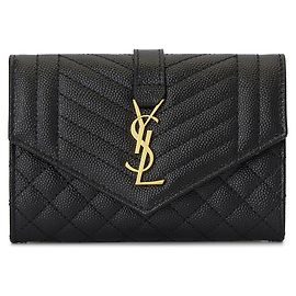 Saint Laurent Gestepptes Kartenetui für Damen Schwarz