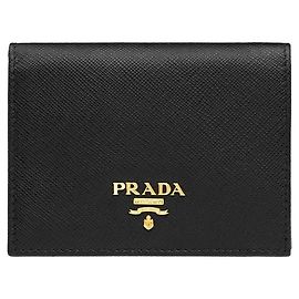 Prada Saffiano Logo Münzgeldbörse QWA Schwarz