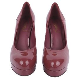 Saint Laurent Escarpins en cuir verni bordeaux Rouge