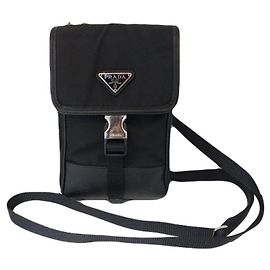 Prada Custodia per telefono nera da uomo e donna Borsa a tracolla Re-Nylon Saffiano Nero