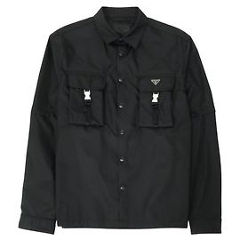 Prada Camisa de nylon para homem com logótipo triangular Preto