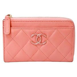 Chanel Gestecktes Kartenetui in Rosa Pink
