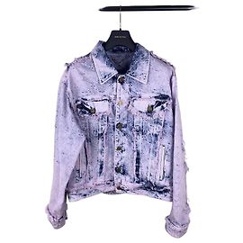 Louis Vuitton Giacca in denim con cappuccio Monogram e frange Multicolore
