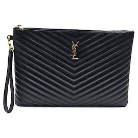 Saint Laurent Pochette Monogram Matelassé Noir