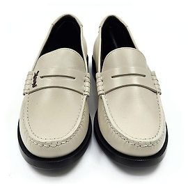 Saint Laurent Penny Loafer mit Monogramm Weiß