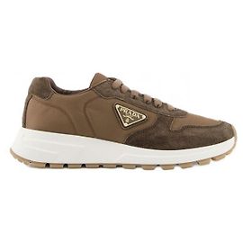 Prada Sneaker in camoscio delavé e Re-Nylon Marrone