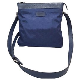Gucci Sima Nylon Crossbody Bag Blue
