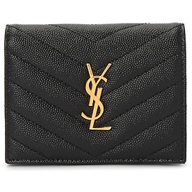 Saint Laurent Monogram Matelassé Women's Cardholder Black