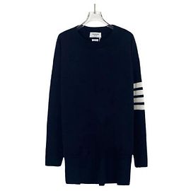 Thom Browne Maille rayée oversize à col rond Bleu