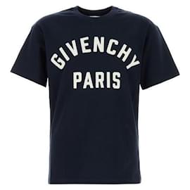 Givenchy Baumwoll-T-Shirt mit Paris-Patch Blau