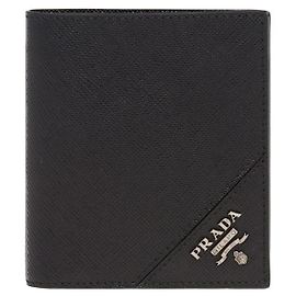 Prada Saffiano Metal Logo Bifold Wallet QME Black