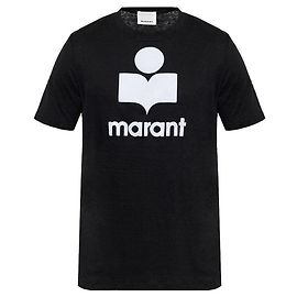 Isabel Marant KARMAN Leinen-T-Shirt Schwarz Mehrfarben