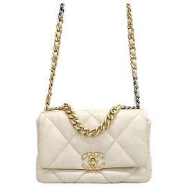 Chanel Medium Chain Flap Bag Lambskin Beige Series Brown