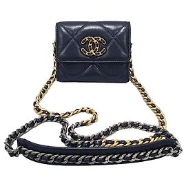 Chanel Mini bolsa tiracolo com corrente Azul