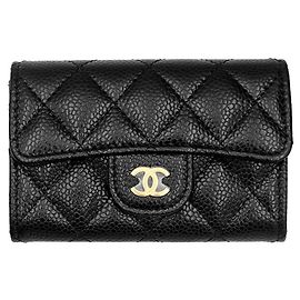 Chanel Tarjetero de piel Caviar Negro