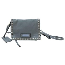 Prada Borsa a Tracolla Etiquette Studded Blue Blu