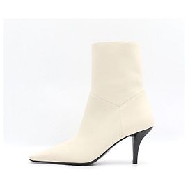 Gucci White Demi Leather Logo Heel Women's Ankle Boots White