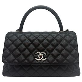 Chanel Caviar Coco Handle Medium Flap Bag Black Black