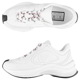 Gucci GG Logo Leder-Sneaker Silber