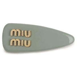 Miu Miu Haarklammer aus Lackleder Blau