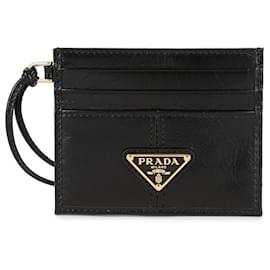 Prada Black Leather Card Wallet Black