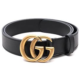 Gucci Cinto de couro com fivela dupla Preto