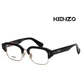 Kenzo Occhiali quadrati a forma di corno neri e oro semi-montatura Nero
