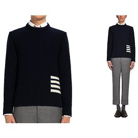 Thom Browne Diagonal Wool Neck Navy Silvery
