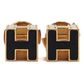Hermès Orecchini Cube Black Gold Nero