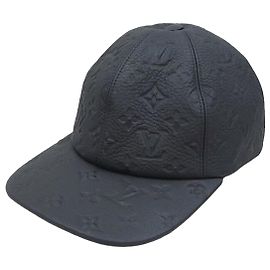 Louis Vuitton Black Monogram Leather Shadow Baseball Cap Black