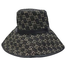 Gucci GG Denim Wide Bucket Hat Schwarz