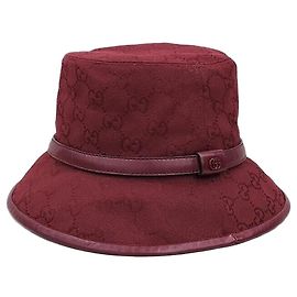 Gucci GG Monogram Bucket Hat aus Baumwolle Rot