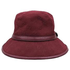 Gucci Sombrero bucket de algodón GG Monogram Roja
