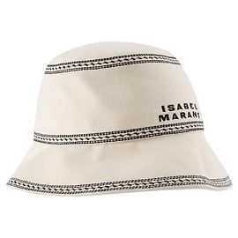 Isabel Marant HALENA Bucket Hat mit besticktem Logo Ecru Weiß
